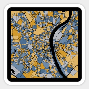 Cologne Map Pattern in Blue & Gold Sticker